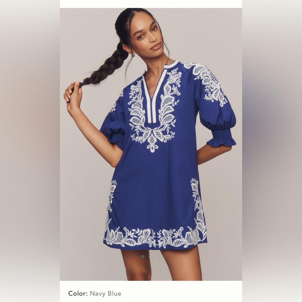Navy Blue Embroidered Dress